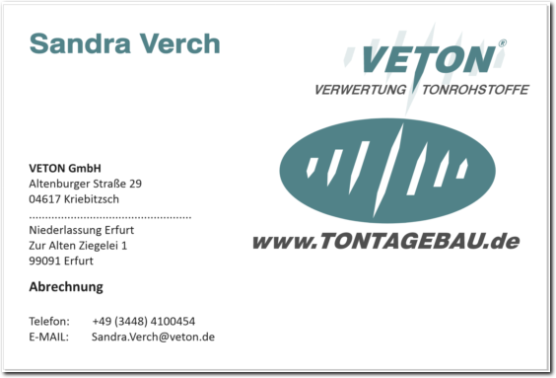 Visitenkarte Outlook Verch, Sandra Visitenkarte Outlook Verch, Sandra